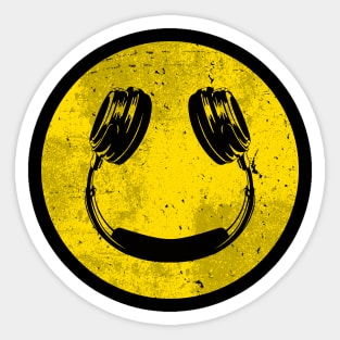 Smiley Music Face Headphones Sticker